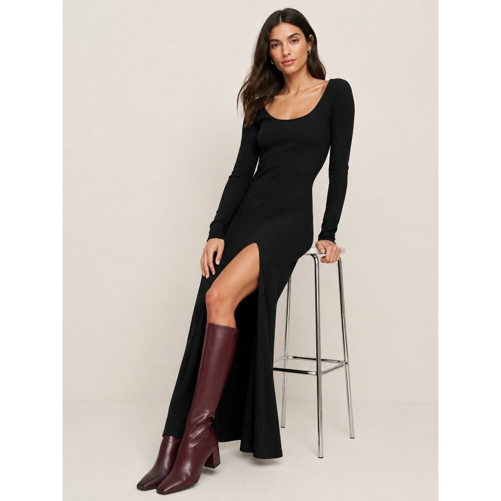 Reformation Jennita Cashmere Maxi Sweater Dress Black Large